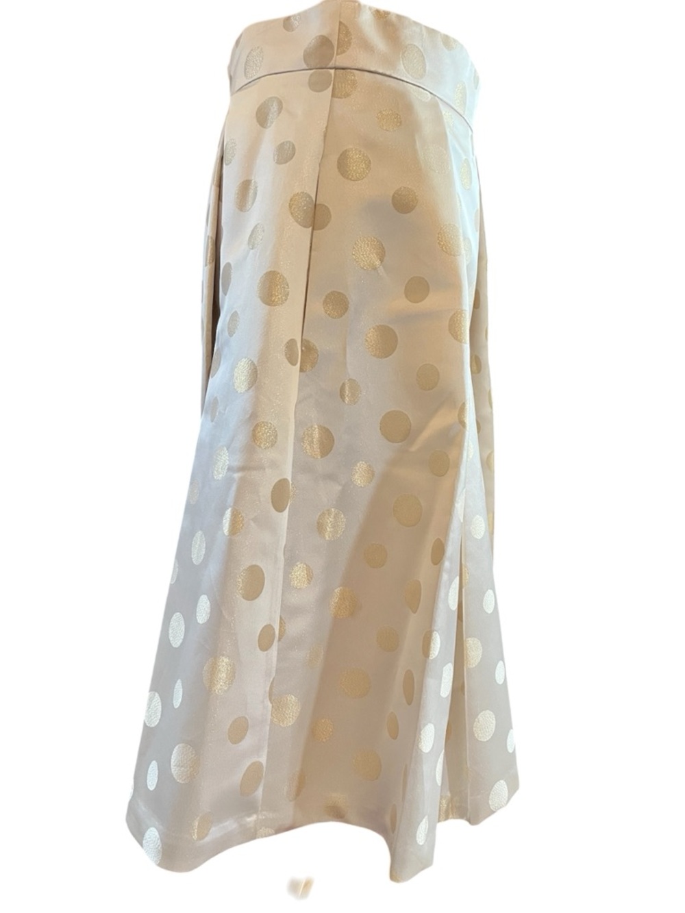 Eliza J Cream full Skirt w/Metallic Gold Polka Dot Jacquard side pockets Size 12 - Picture 4 of 12